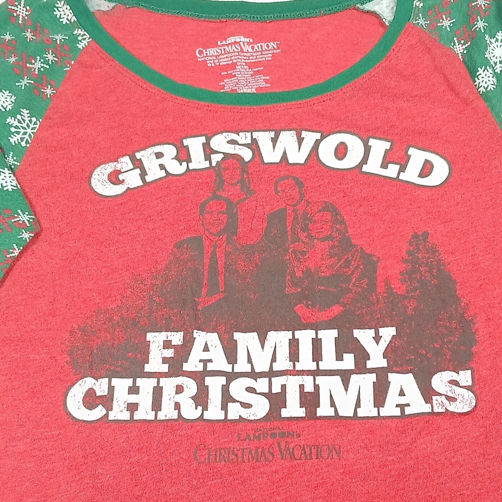 National Lampoon's Shirt Women Medium Red Christmas Vacation Graphic 3/4 Sleeve